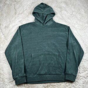 Negative Space Men's Small Corduroy Chenille Hoodie Sweatshirt Pullover Green